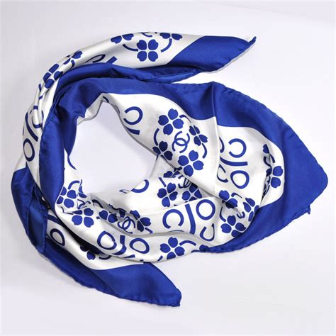 vintage chanel scarf|Chanel scarf blue and white.